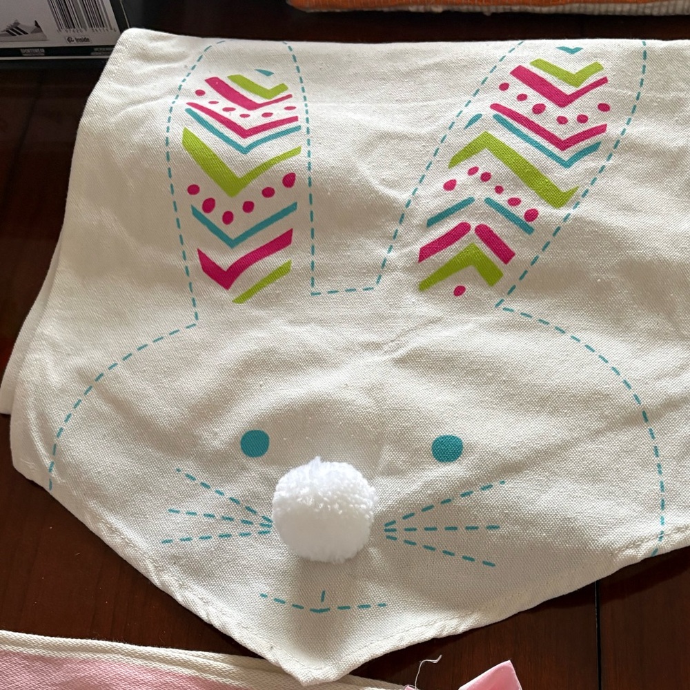 Target Bunny Pom-Pom Table Runner in Teal, Pink & Lime